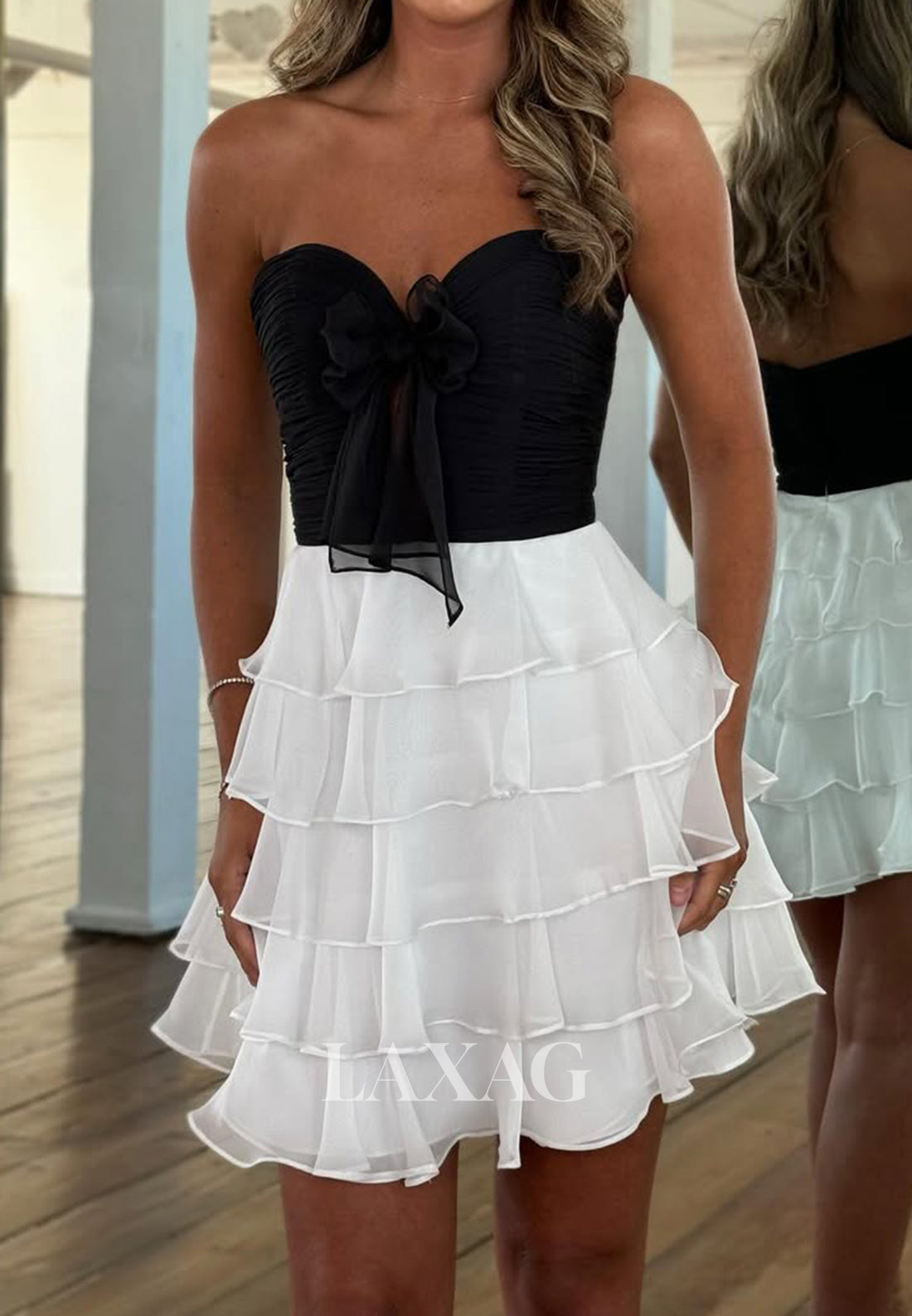 Sweetheart Off-Shoulder Sleeveless Chiffon Pleated Tiered A-Line Party Homecoming Dress
