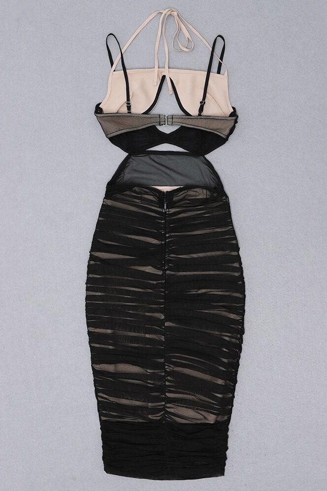 Giselle Bodycon Wrap Midi Dress - Classic Black - Fashionpara