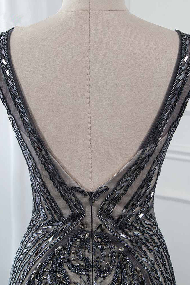 Glamorous Jewel Black Mermaid Prom Dresses with Appliques Rhinestones - Fashionpara