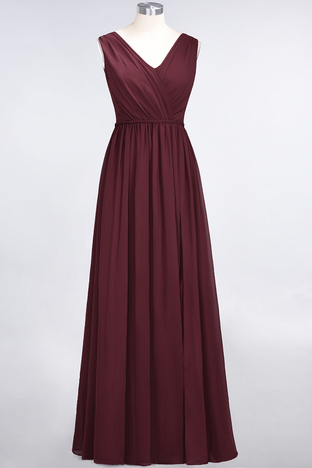 Glamorous TulleV-Neck Ruffle Burgundy Bridesmaid Dresses - Fashionpara