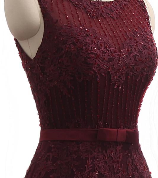 Gorgeous Burgundy Mermaid Prom Dress With Lace Appliques - Fashionpara