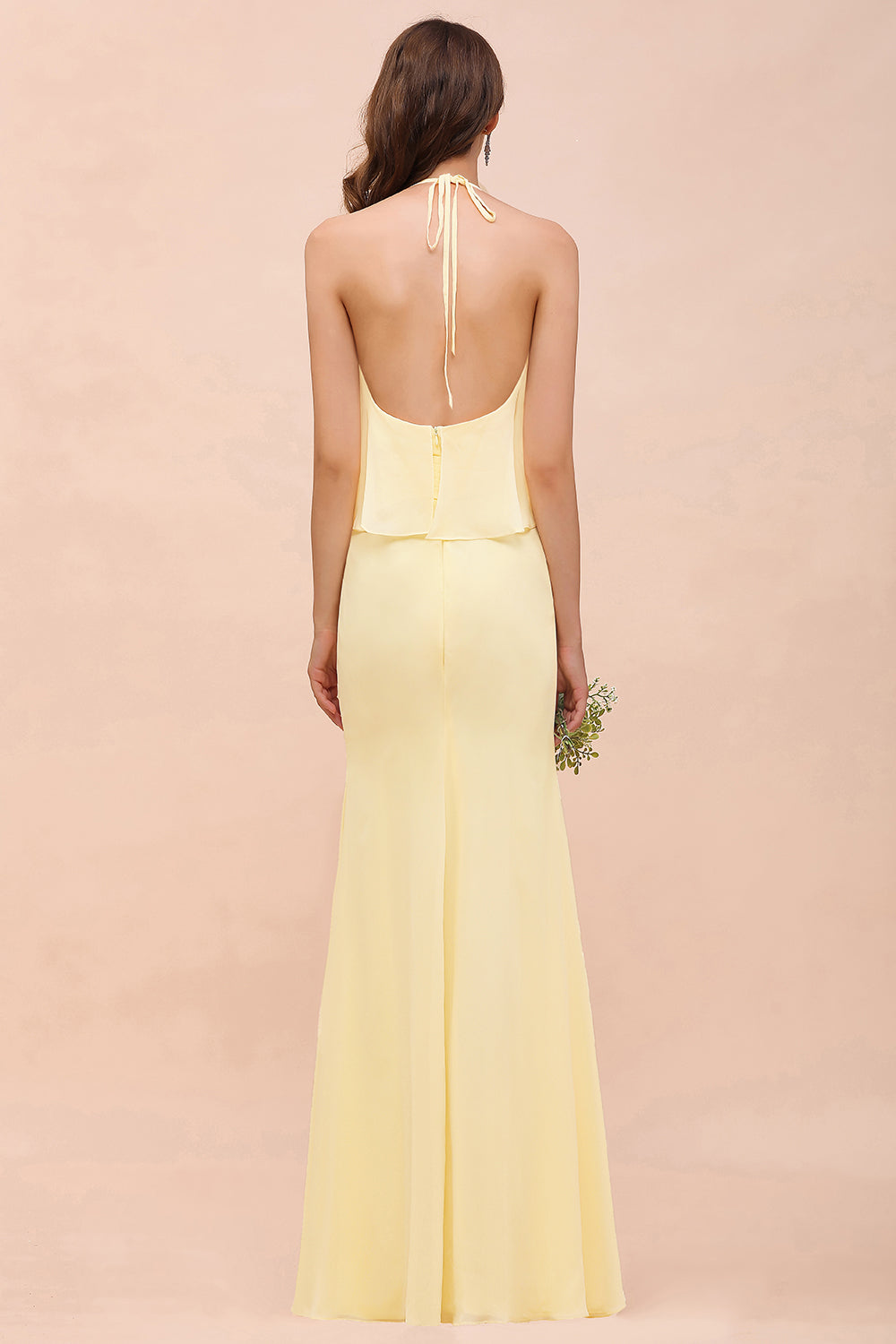 Gorgeous Daffodil Mermaid Halter Ruffle Bridesmaid Dresses - Fashionpara