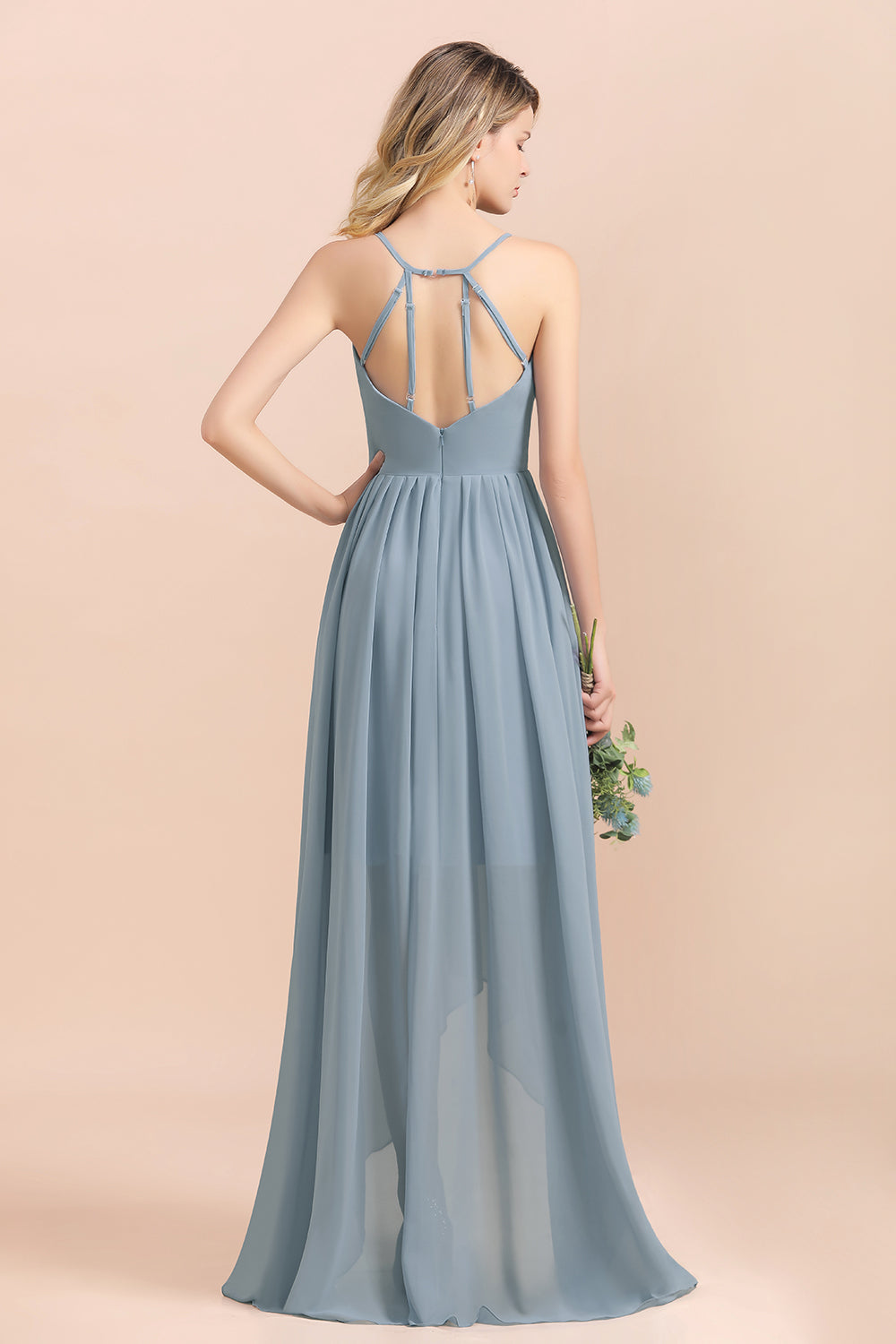 Gorgeous Hi-Lo Heart-Shaped Ruffle Bridesmaid Dresses with Spaghetti Straps - Fashionpara