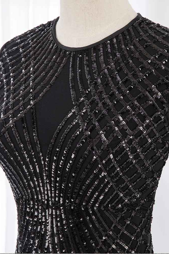 Gorgeous Jewel Sleeveles Black Mermaid Prom Dresses with Beadings - Fashionpara