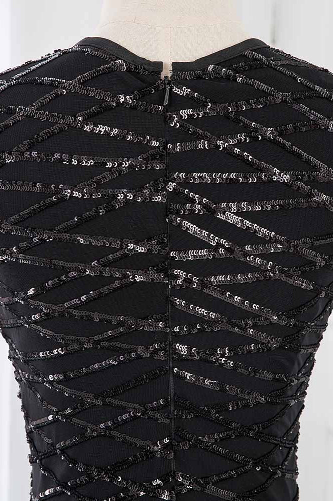 Gorgeous Jewel Sleeveles Black Mermaid Prom Dresses with Beadings - Fashionpara