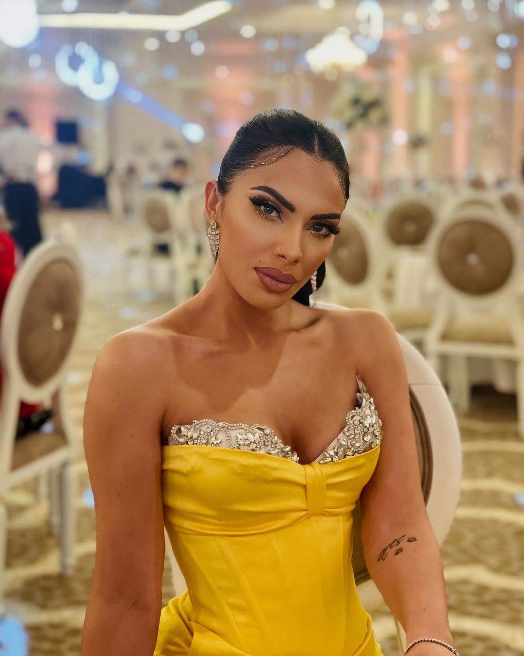 Sexy Yellow Mermaid Strapless Floor-Length Prom Dress With Slit - Fashionpara