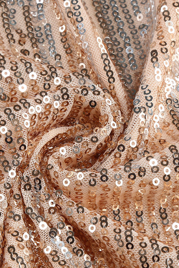 Gorgeous Ruched Strapless High Rise Split Sequin Evening Maxi Dress