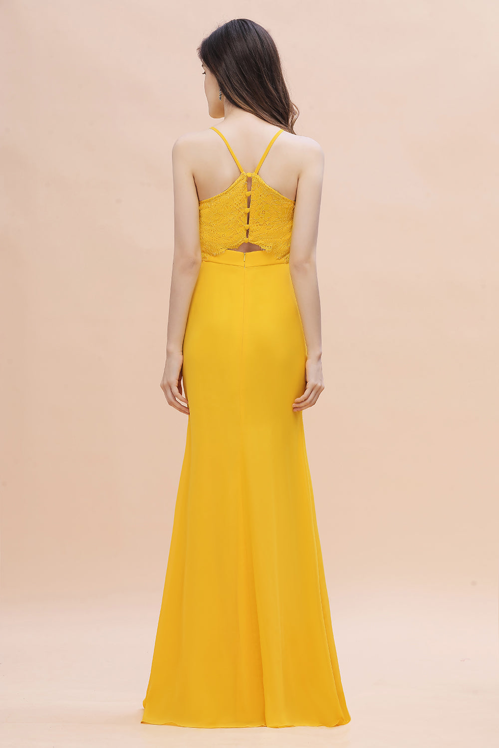 Gorgeous Spaghett Straps V-Neck Chiffon Lace Bridesmaid Dresses - Fashionpara