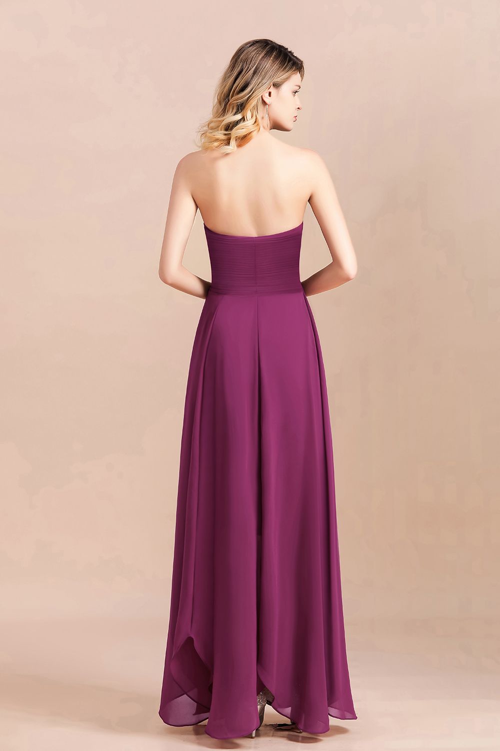 Gorgeous Strapless Ruffle Bridesmaid Dresses with Petal Hemline - Fashionpara