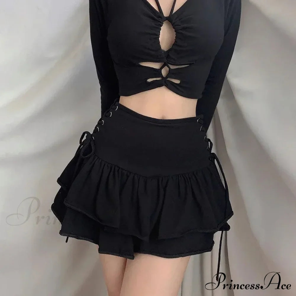 Gothic Cute Lolita Cake Mini Japanese Harajuku Girls Sweet Lace Plaid High Waist Pleated Goth Dark Skirt