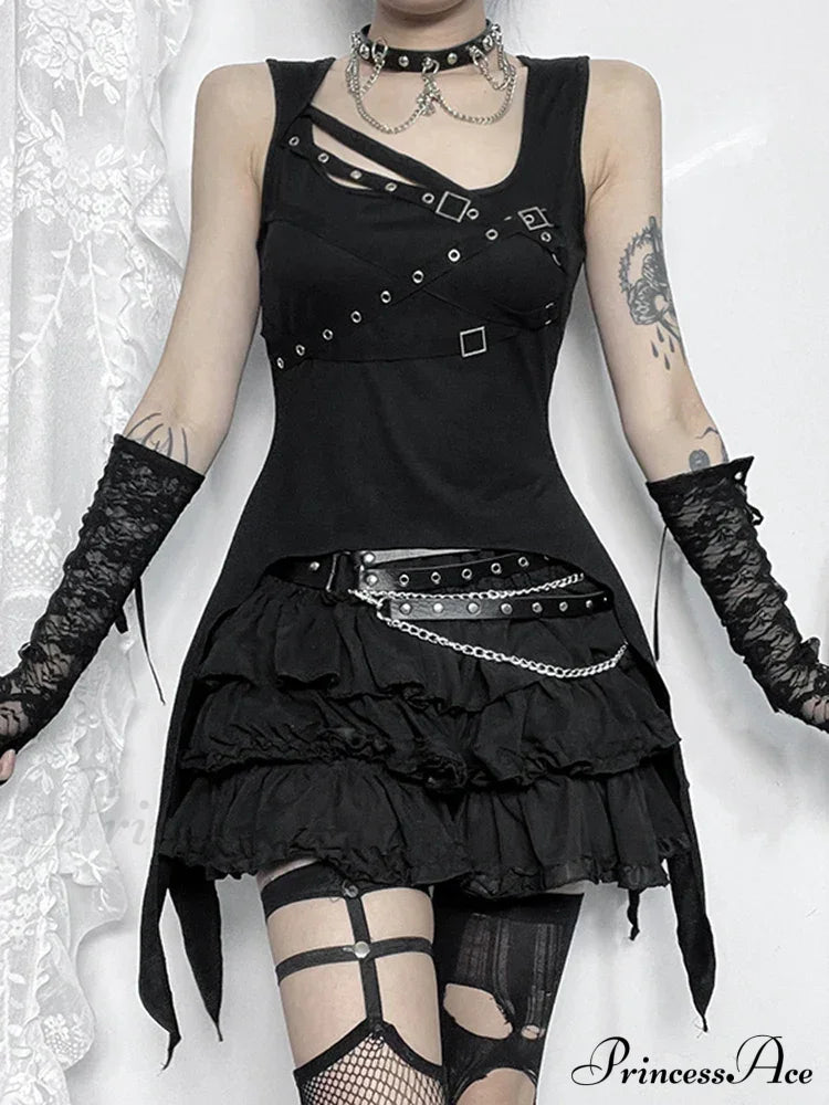 Gothic Irregular Harajuku Y2K Sleeveless Crop Top