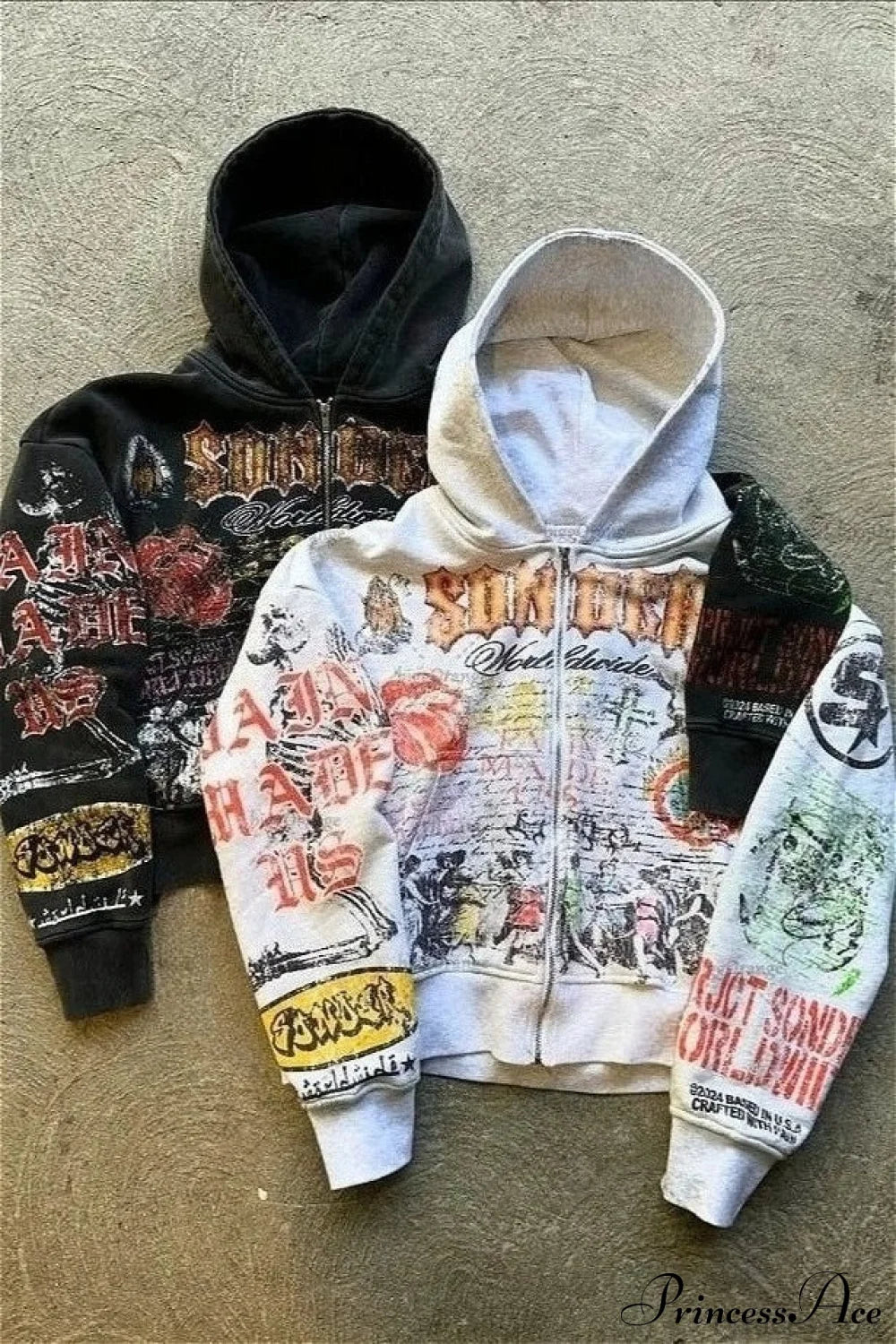 Gothic Punk Streetwear Hoodie White / S