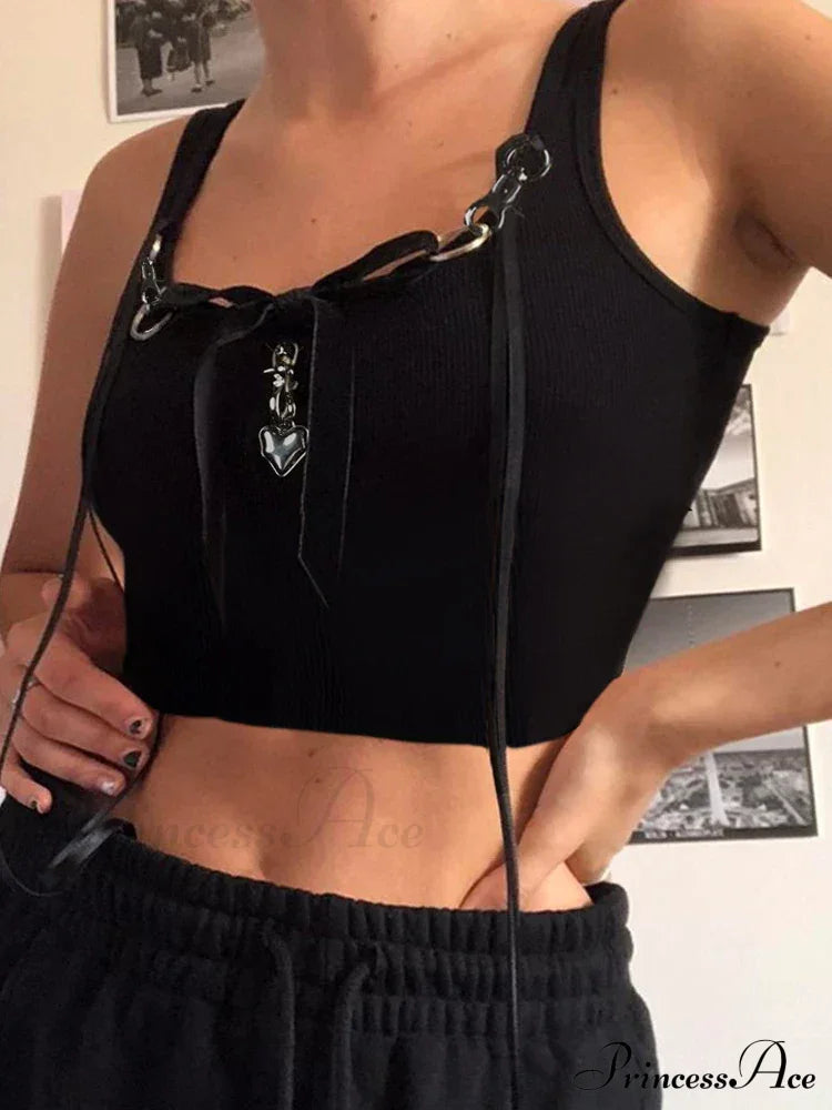 Gothic Sexy Slim Slash Neck Sleeveless  Basic Solid Bandage Crop Top