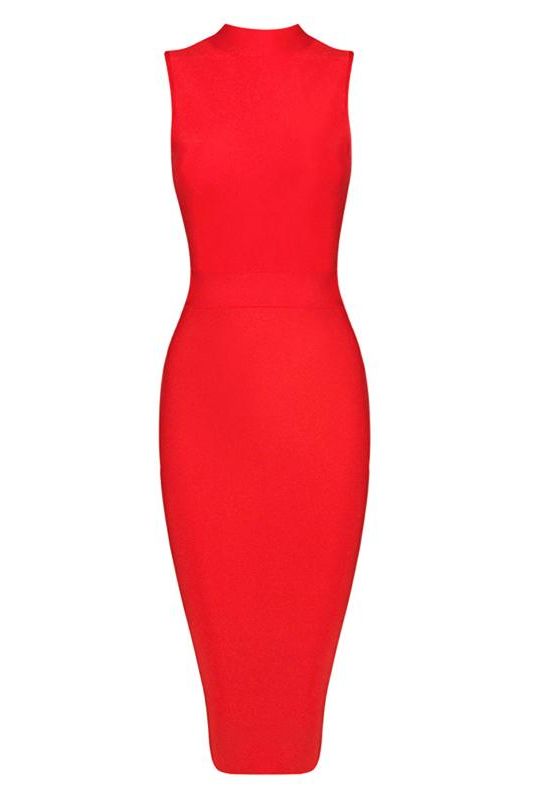 Grace Bandage Midi Dress - Lipstick Red - Fashionpara