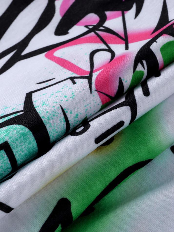 Graffiti Print Wide Leg Trousers