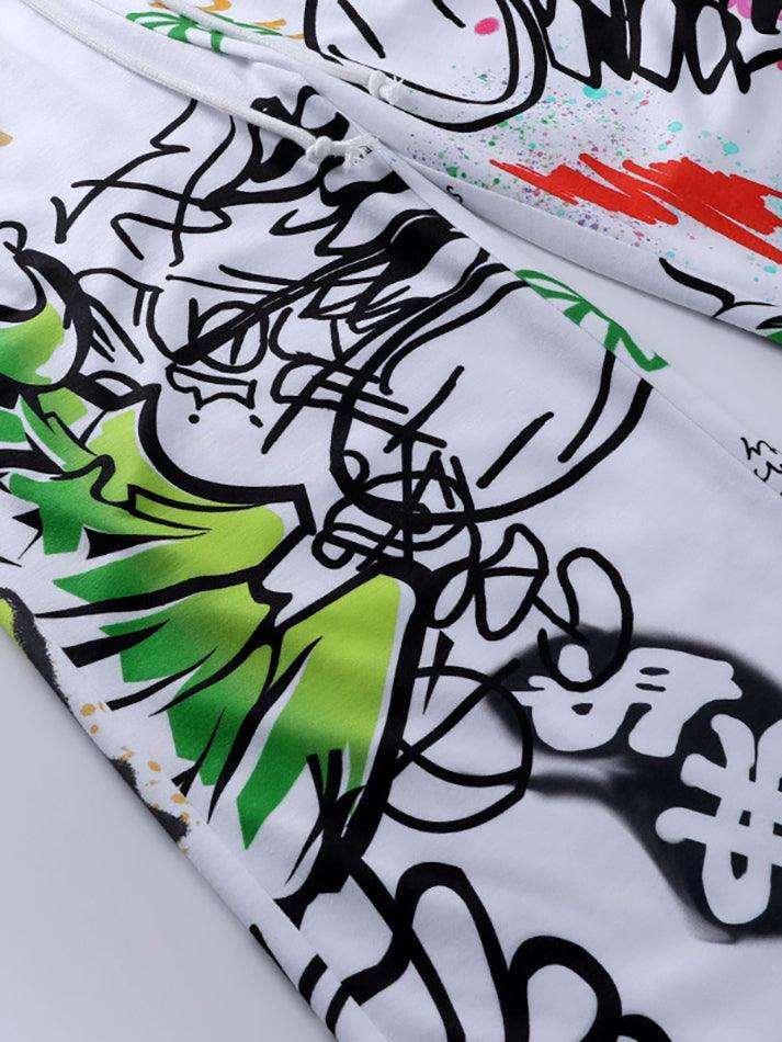 Graffiti Print Wide Leg Trousers