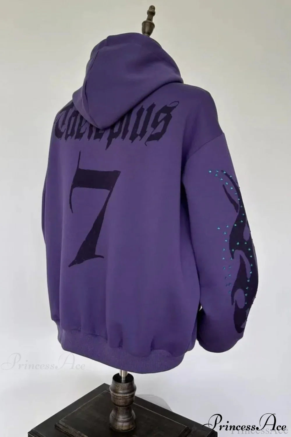 Graphic Print Hip-Hop Gothic Street Loose Zip Hoodie