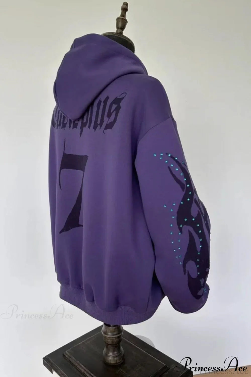 Graphic Print Hip-Hop Gothic Street Loose Zip Hoodie