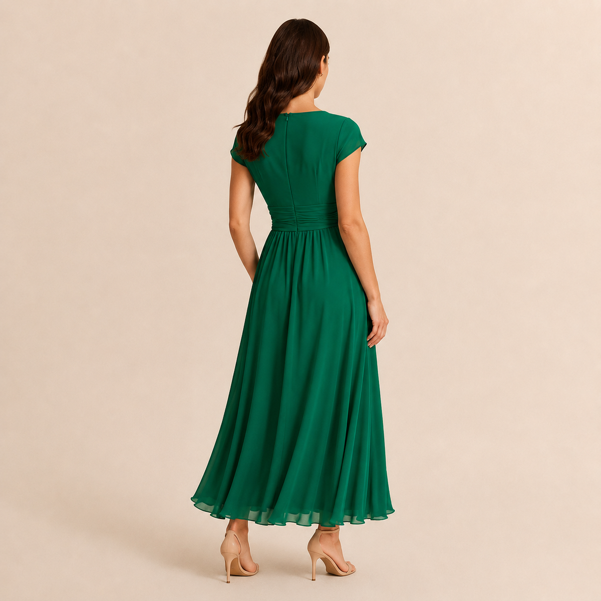 V-Neck Flutter Sleeve Fit and Flare Mini Dress 18