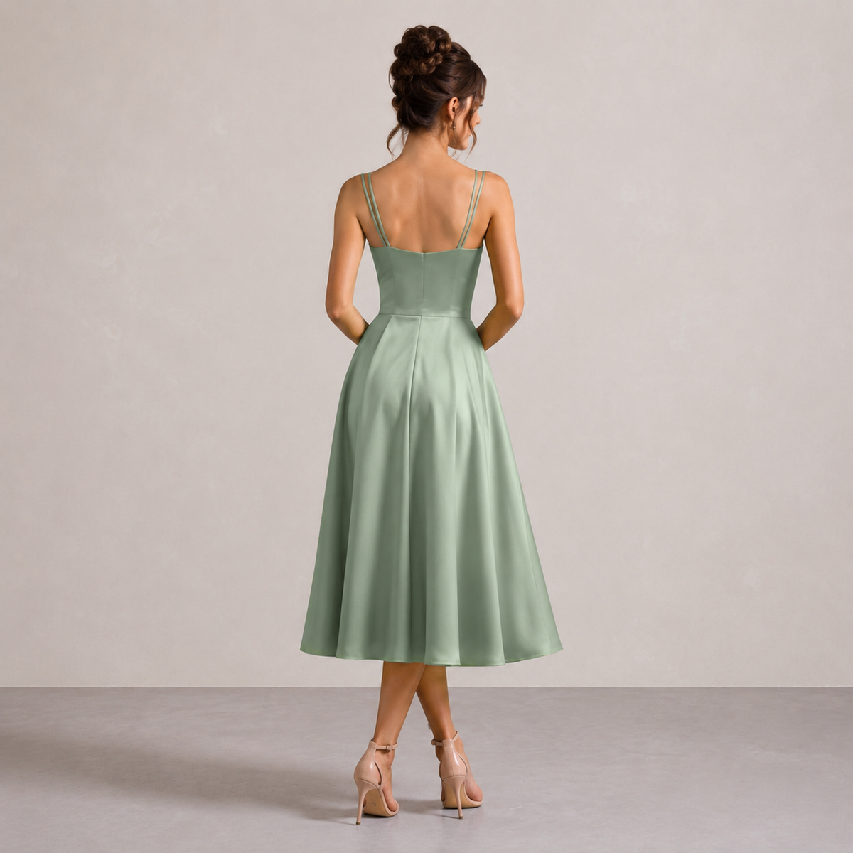 Sweetheart Double Strap Fit and Flare Midi Dress 12