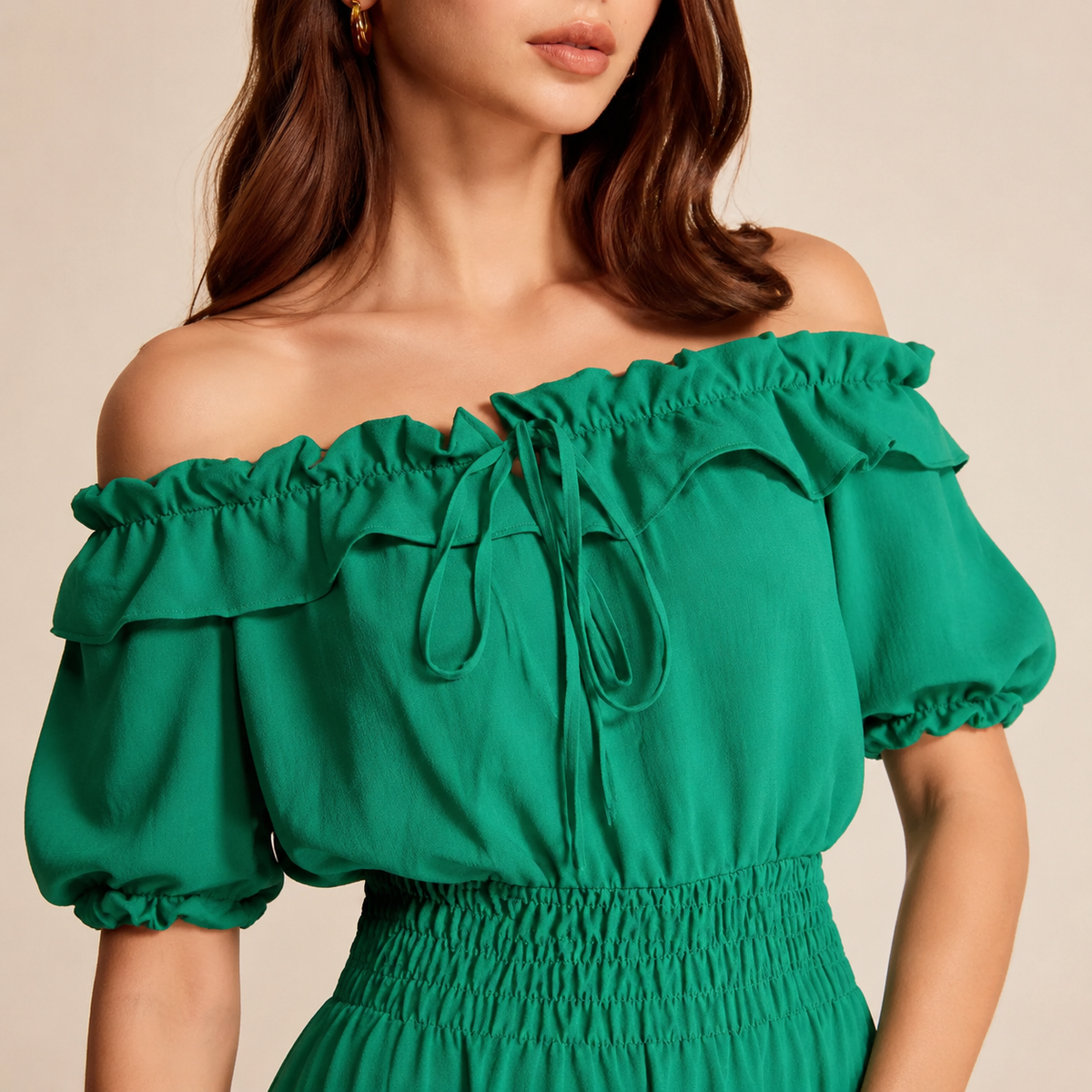 Off Shoulder Ruffle Puff Sleeve Tiered Maxi Dress 14