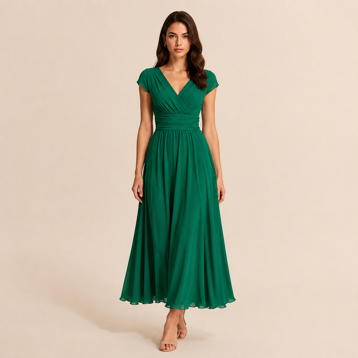 V-Neck Flutter Sleeve Fit and Flare Mini Dress 16
