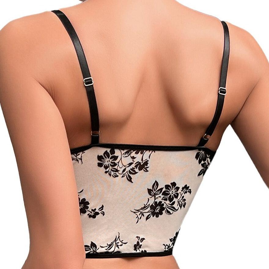 KittenAlarm - Hadley Spaghetti Strap Floral Corset Top
