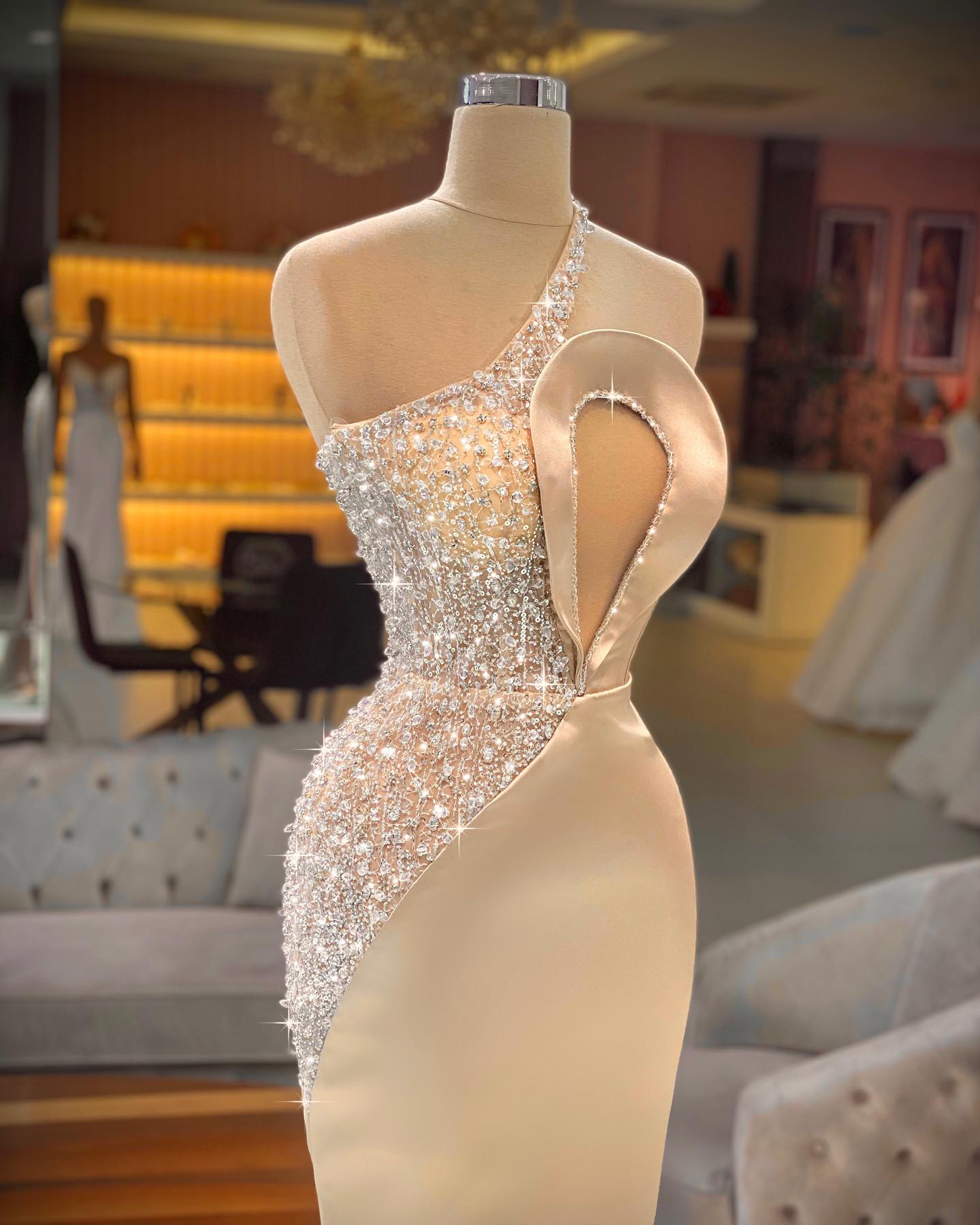 Halter Mermaid Long Prom Dress With Sequins Beads - Fashionpara