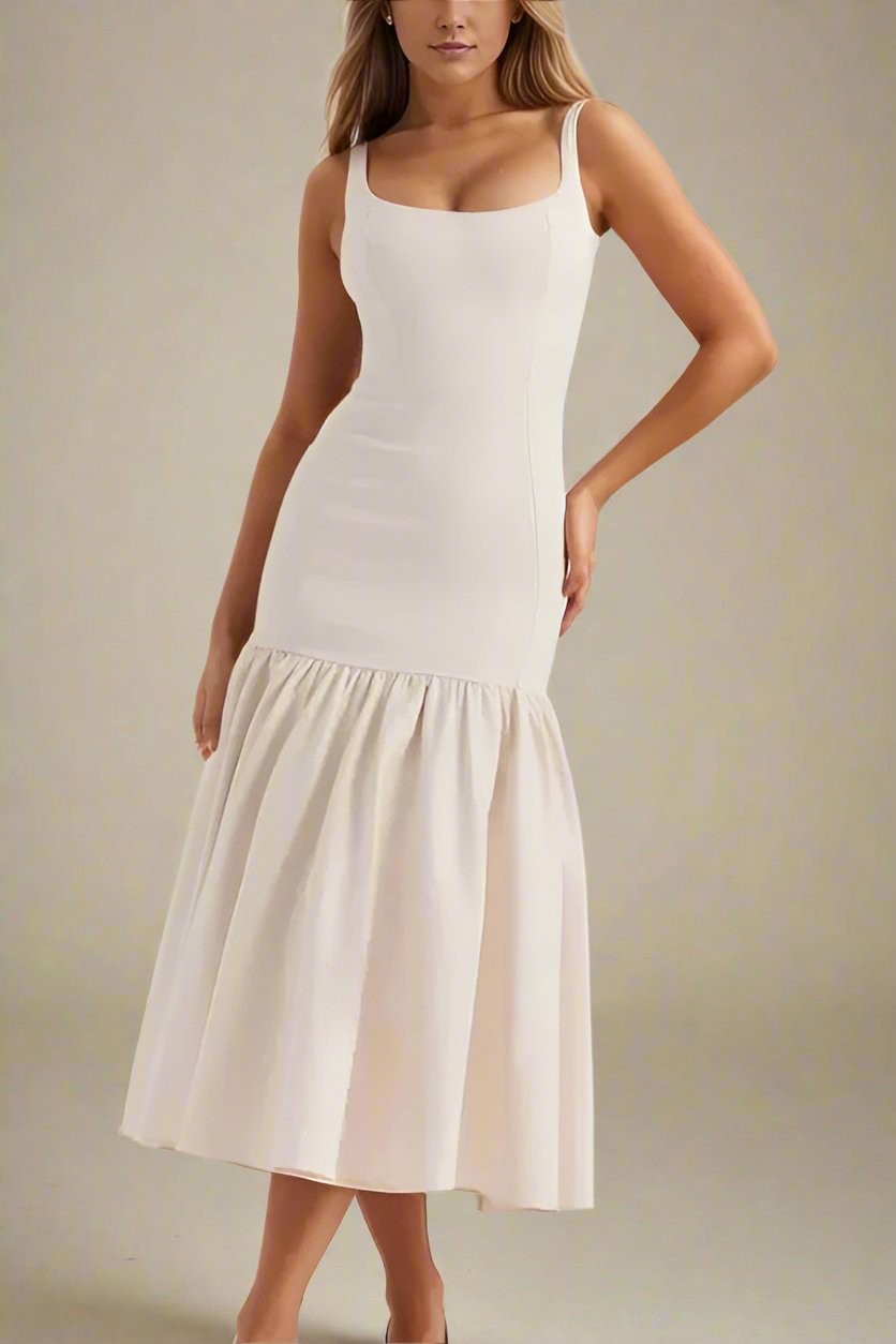 Harriet Bodycon Midi Dress - Pearl White - Fashionpara