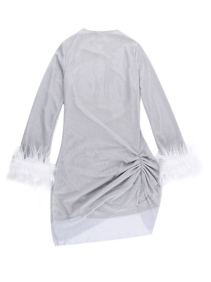 Hayden Mesh Feathers Tassel Mini Dress - Fashion Pov