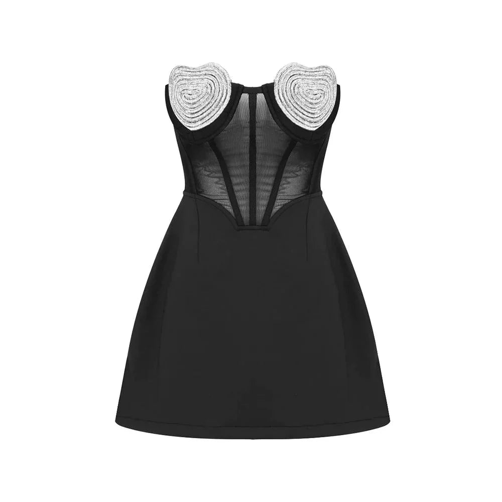 Crystal Heart Cup Strapless Corset Mini Dress 13