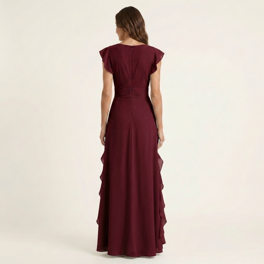 Floral Wrap V-Neck Long Sleeve Ruffle Hem Midi Dress 6