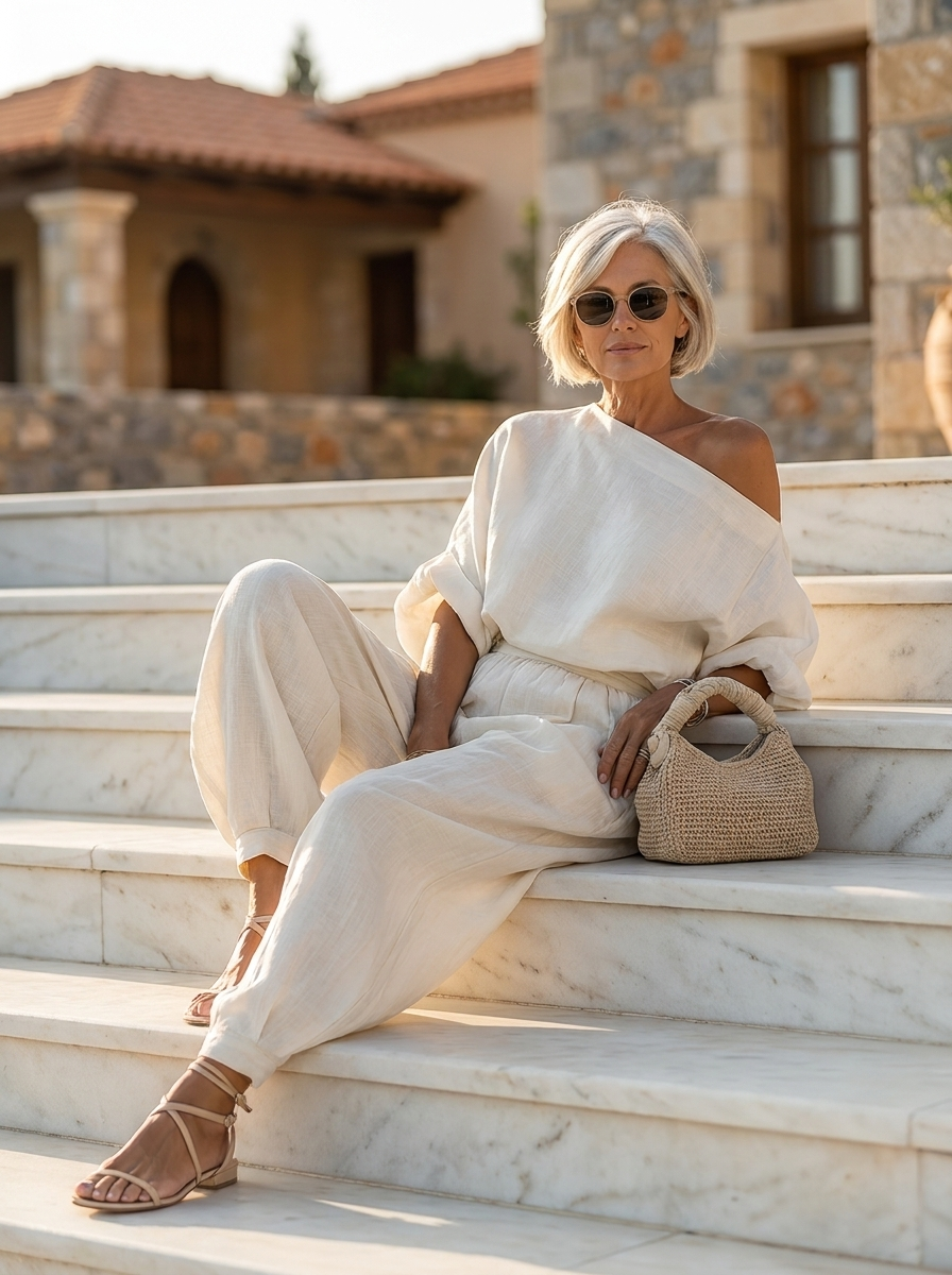 Off Shoulder Top and Harem Pants Two Piece Set 2