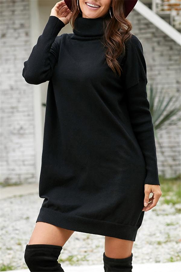 Chic High Neck Sweater Dress for Effortless Elegance