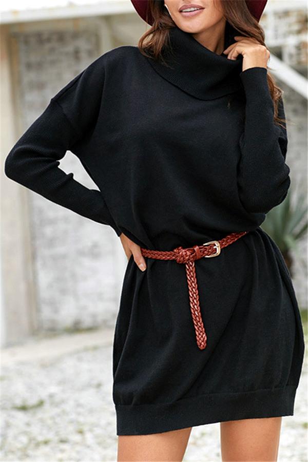 Chic High Neck Sweater Dress for Effortless Elegance