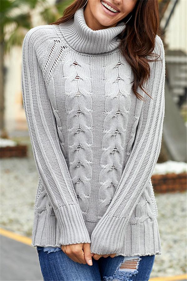 RadyRin High Neck Cable Knit Sweater for Cozy Elegance
