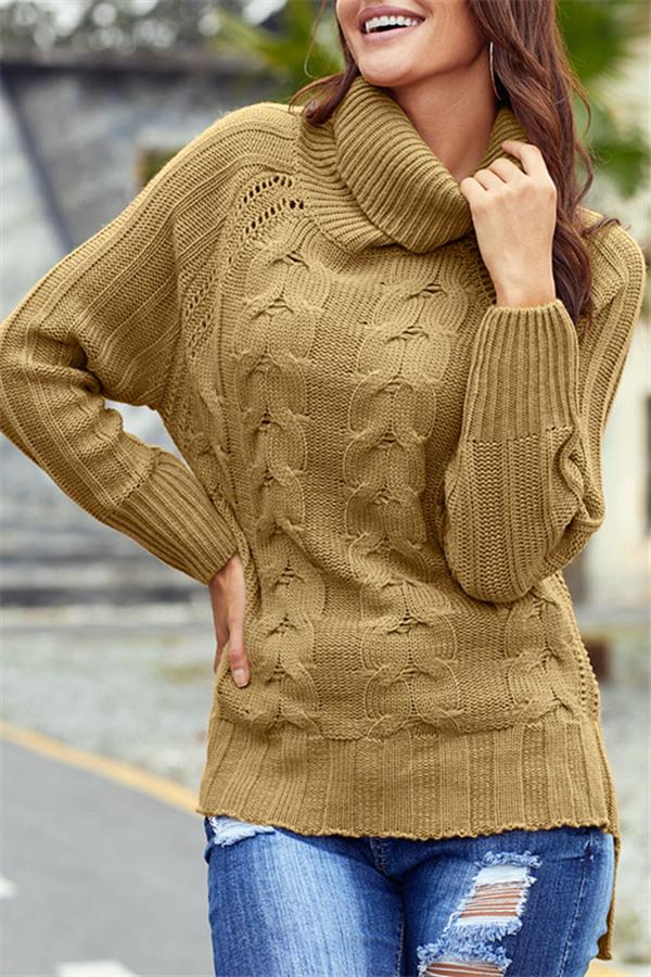 RadyRin High Neck Cable Knit Sweater for Cozy Elegance