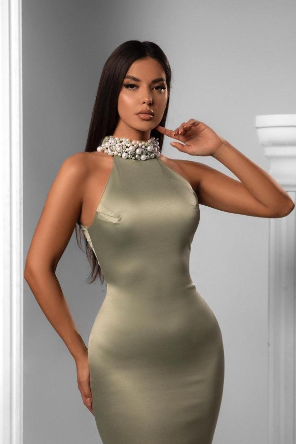 High Neck Prom Dress Sleeveless Long On Sale - Fashionpara