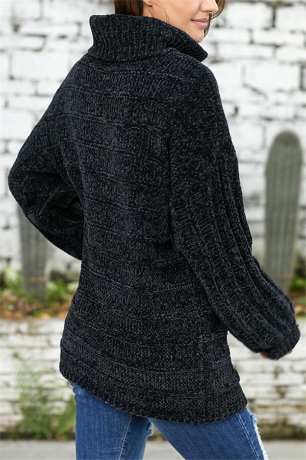 RadyRin High Neck Solid Color Sweater for Effortless Style