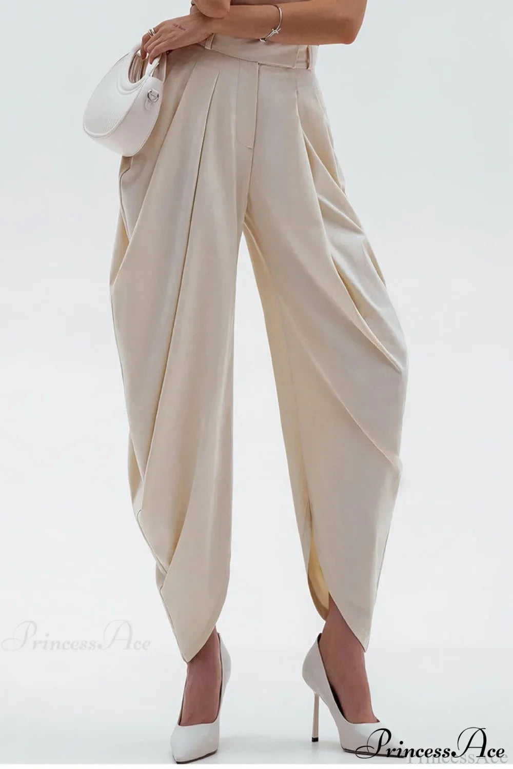 High-Waisted Loose Drapey Ruched Pants