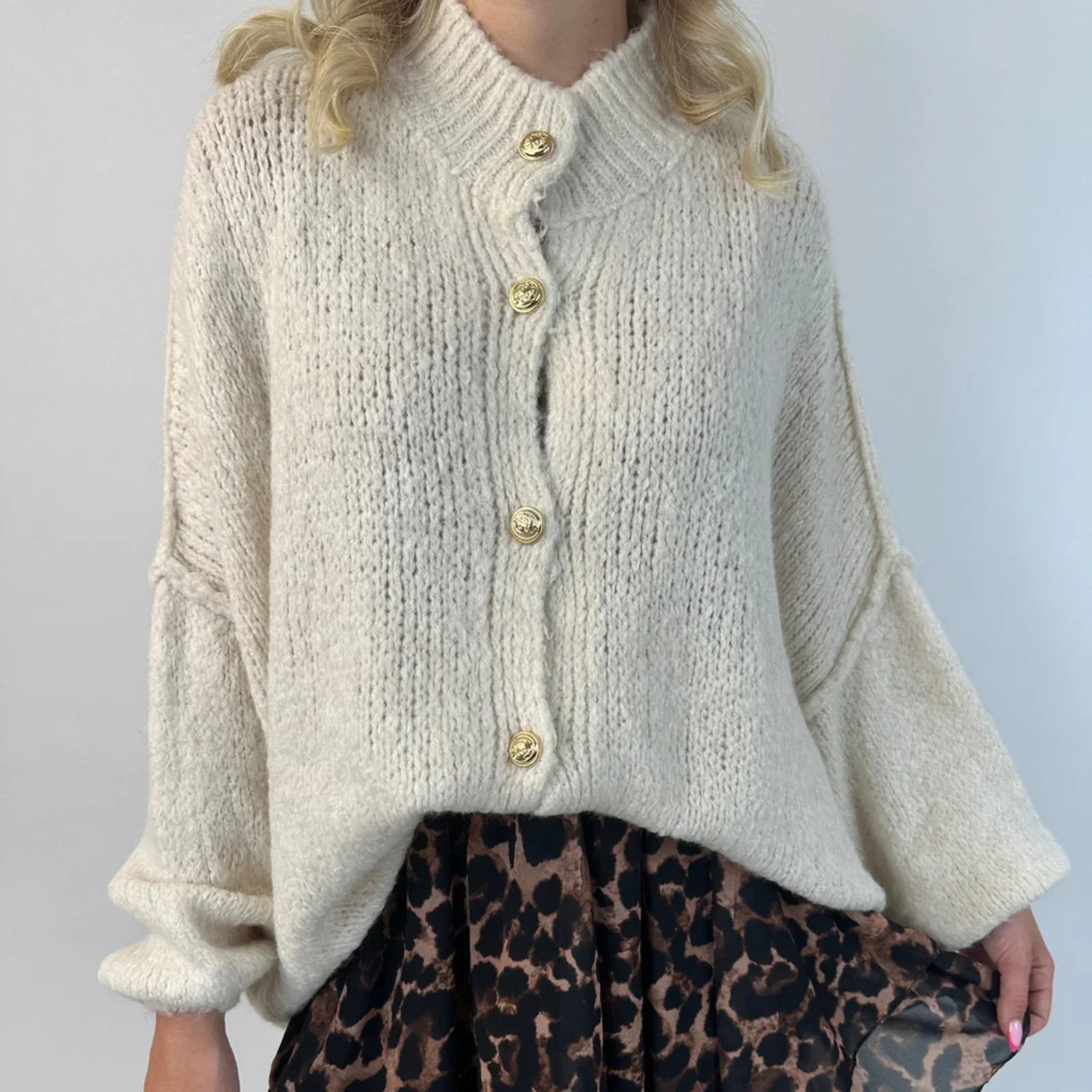 Oversized Button Down Chunky Knit Cardigan