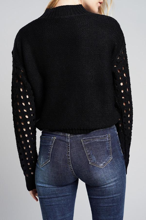 RadyRin Hollow Out Pompom Knitting Sweater for Elegance