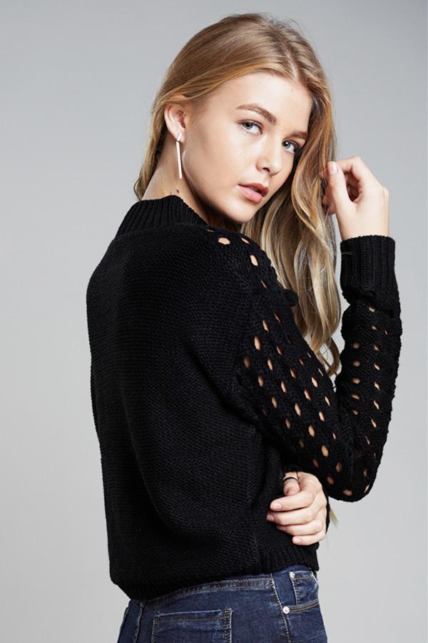 RadyRin Hollow Out Pompom Knitting Sweater for Elegance