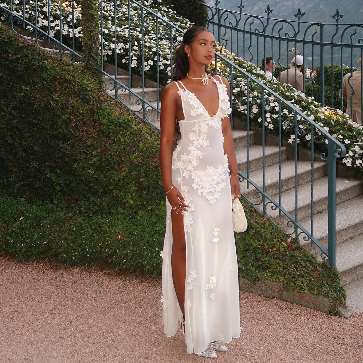 Ivory Bloom Mesh Maxi Dress - View 9