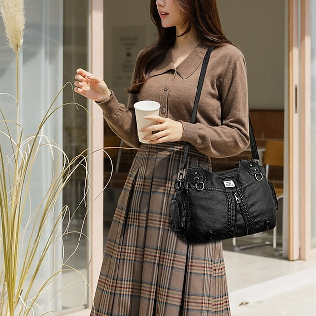 Boston Leather Handbag Shoulder Bag Hobo PU