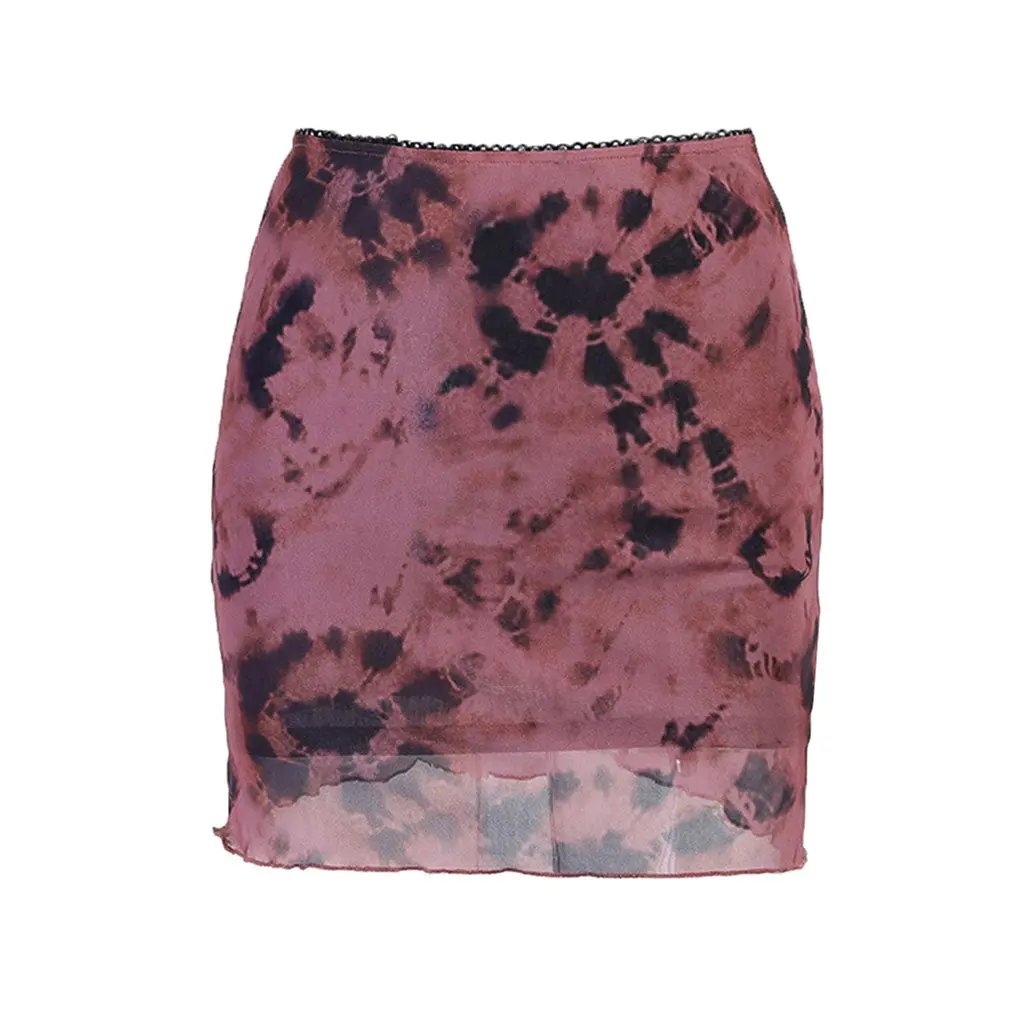 Iconic Style Tie Dye Scalloped High Waist Mini Skirt - Fuchsia  Fashionpara