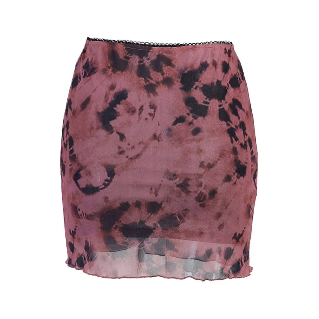 Iconic Style Tie Dye Scalloped High Waist Mini Skirt - Fuchsia  Fashionpara