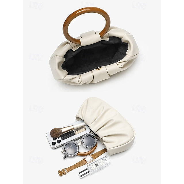 Clutch Faux with Bag Leather Acrylic Tote Pleated