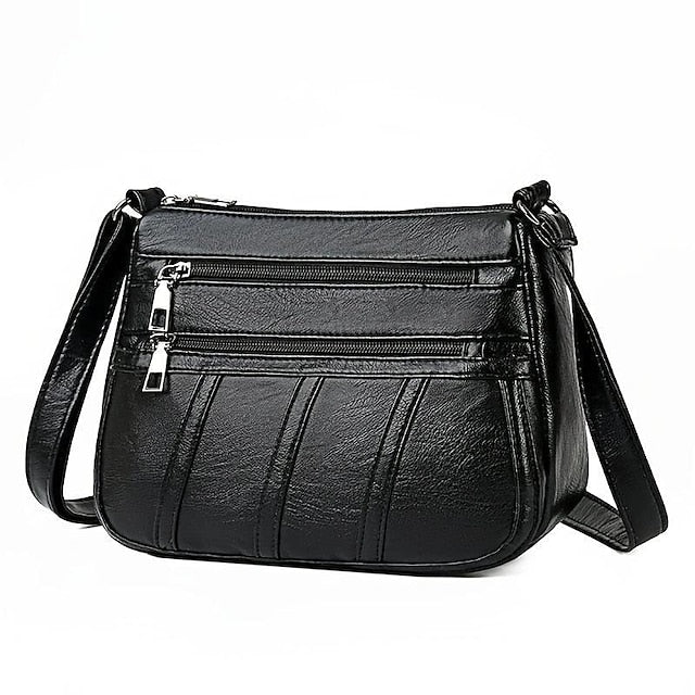 Faux Crossbody Black Bag Stylish Leather
