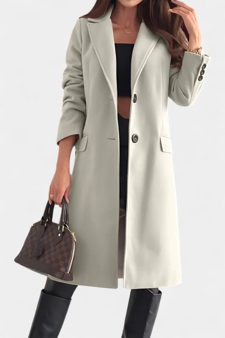 Notched Collar Single Breasted Mid Length Coat 9